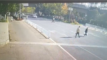 Car Hit Woman Holding Baby at Chineese Crossing