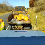 Road Worker Narrowly Dodges Truck On New York Highway