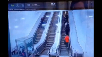 Subway crasher Fall down on Passengers