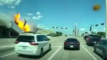 Horrific Moment an 18-Wheeler Drives off an Overpass, Bursting Into Flames