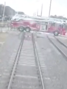 Train Hit Fire Brigade truck