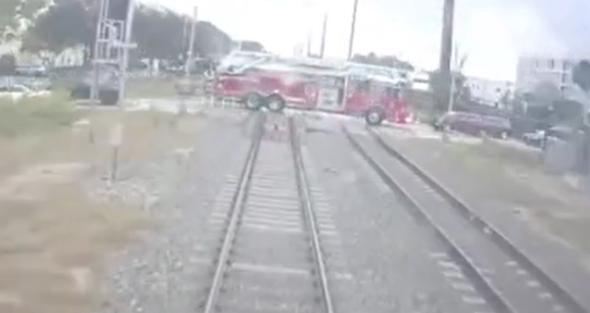 Train Hit Fire Brigade truck