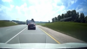 Big Rig Driver crosses Yellow Line into a Cement Truck